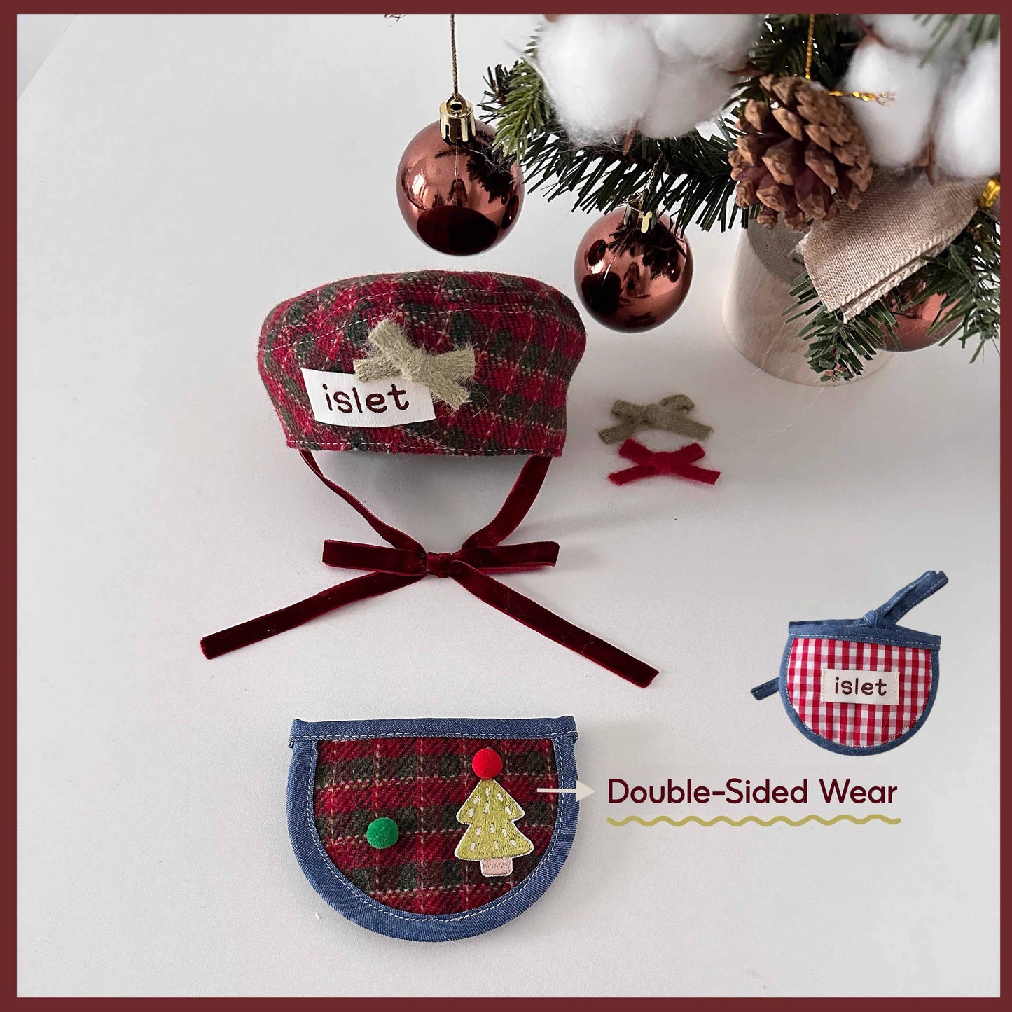【islet】 Christmas Pet Collar & Bandana Set - F