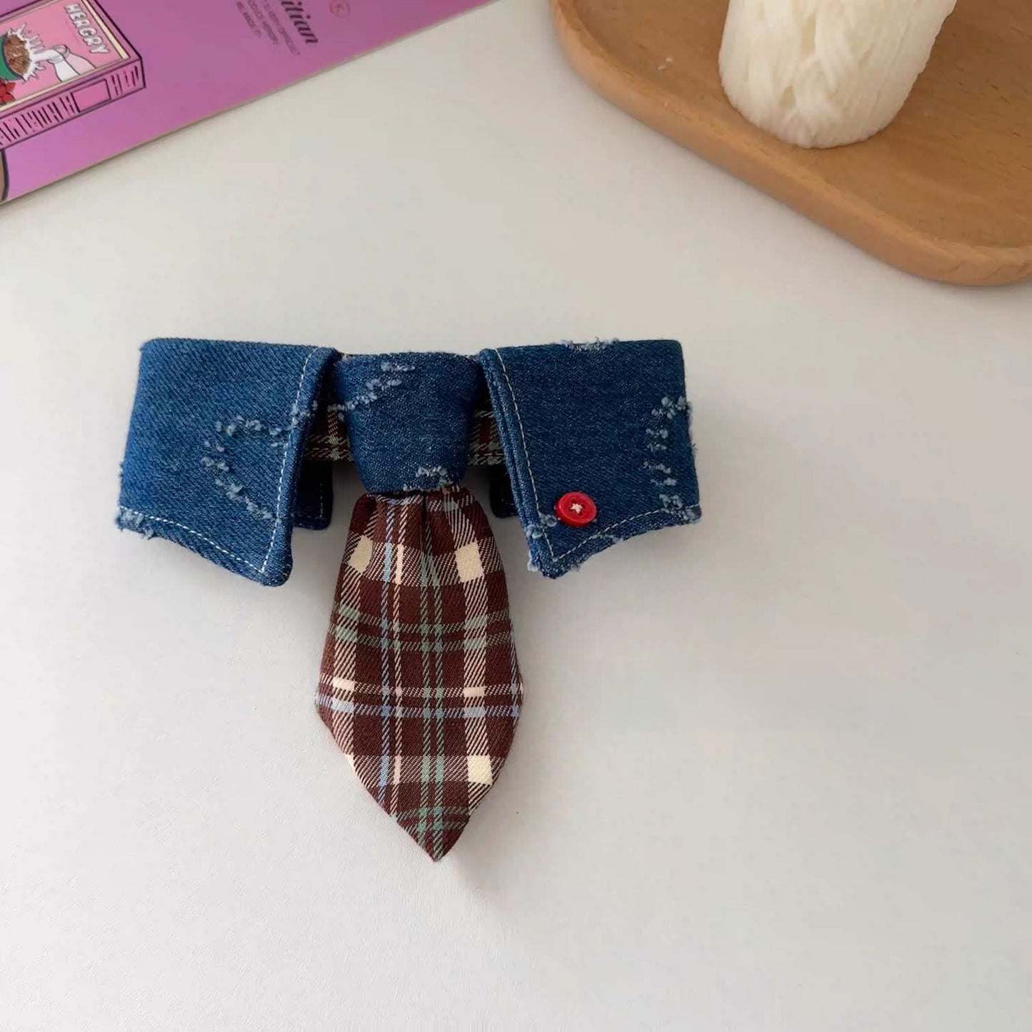【islet】Plaid Pet Collar Bib & Tie