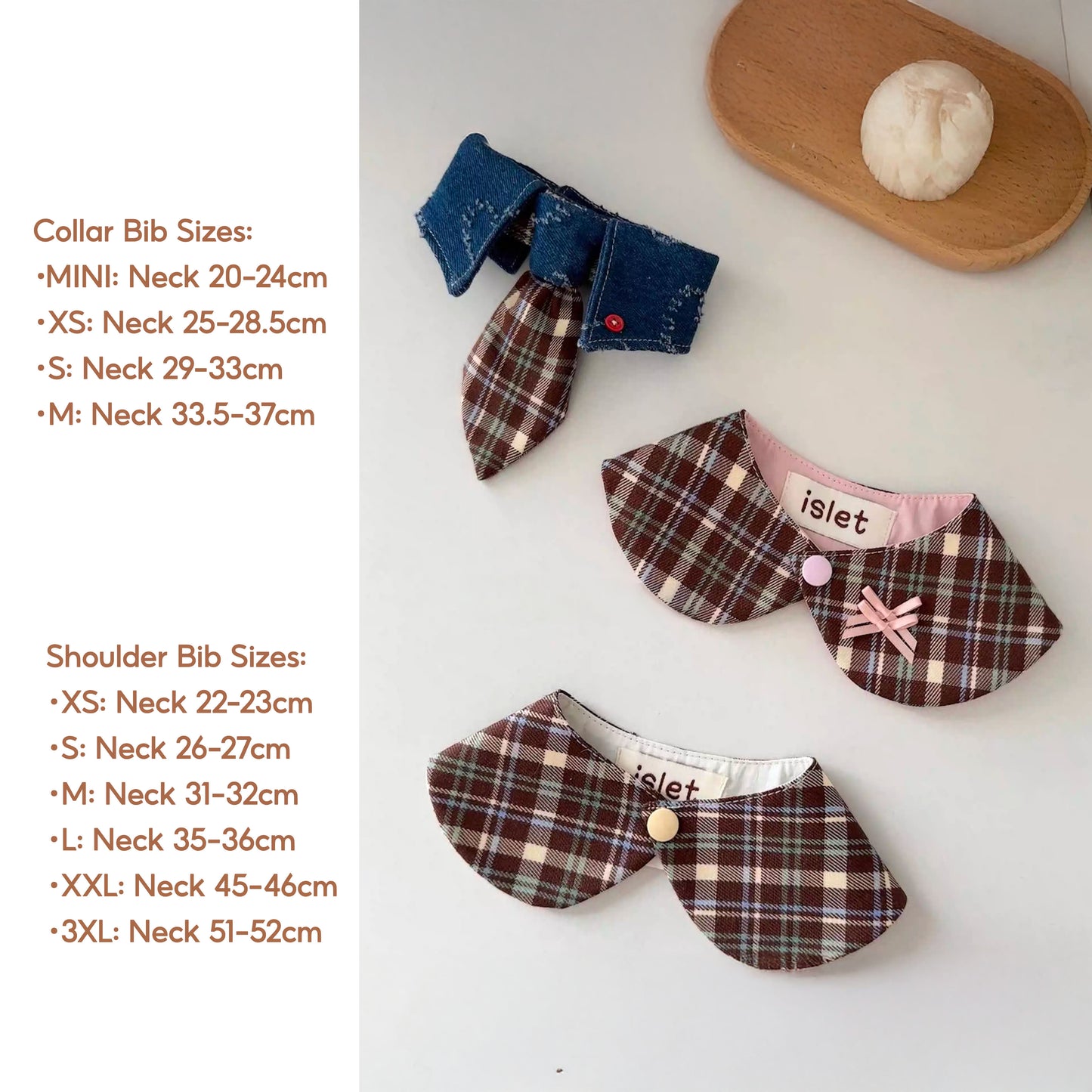 【islet】Plaid Pet Collar Bib & Tie