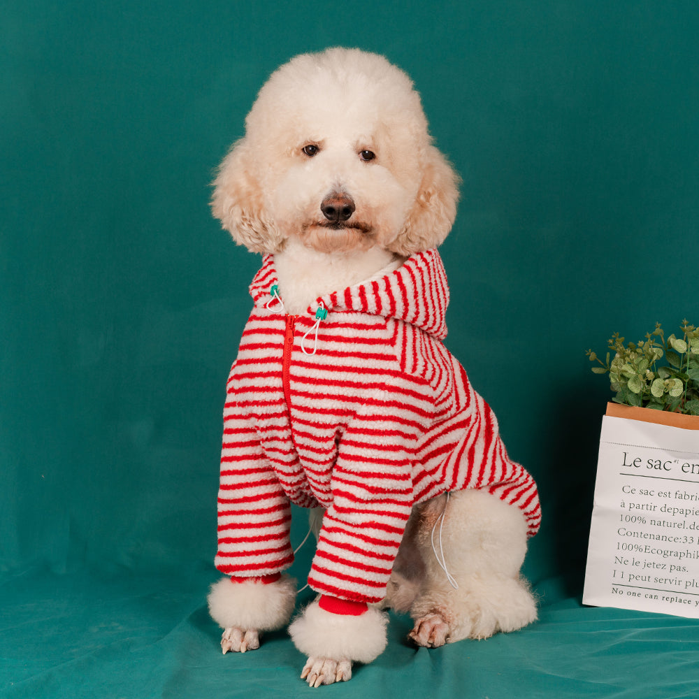 【FUNKYPET】 Striped Fleece Hoodie for Dogs