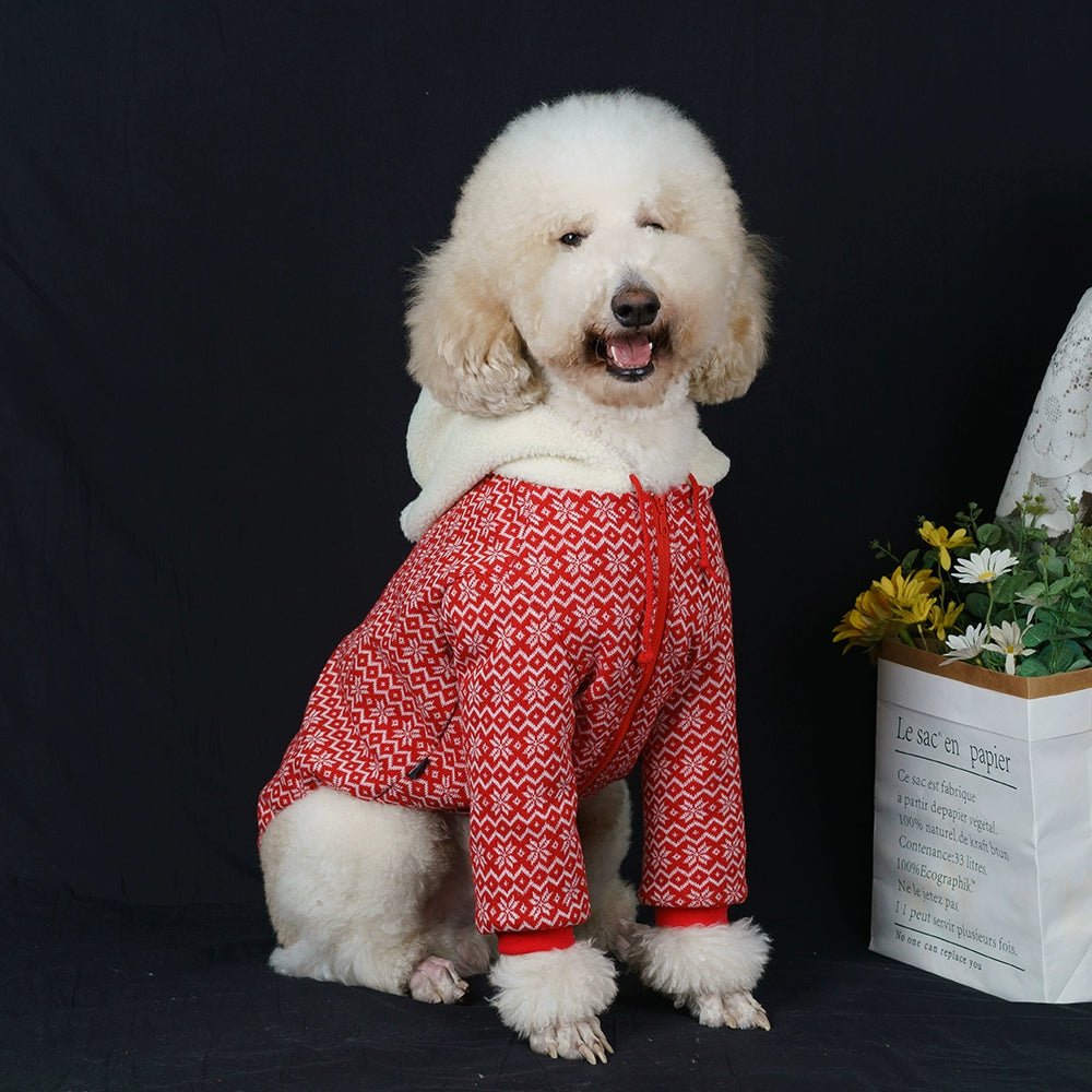 【FUNKYPET】 Red Hooded Dog Coat