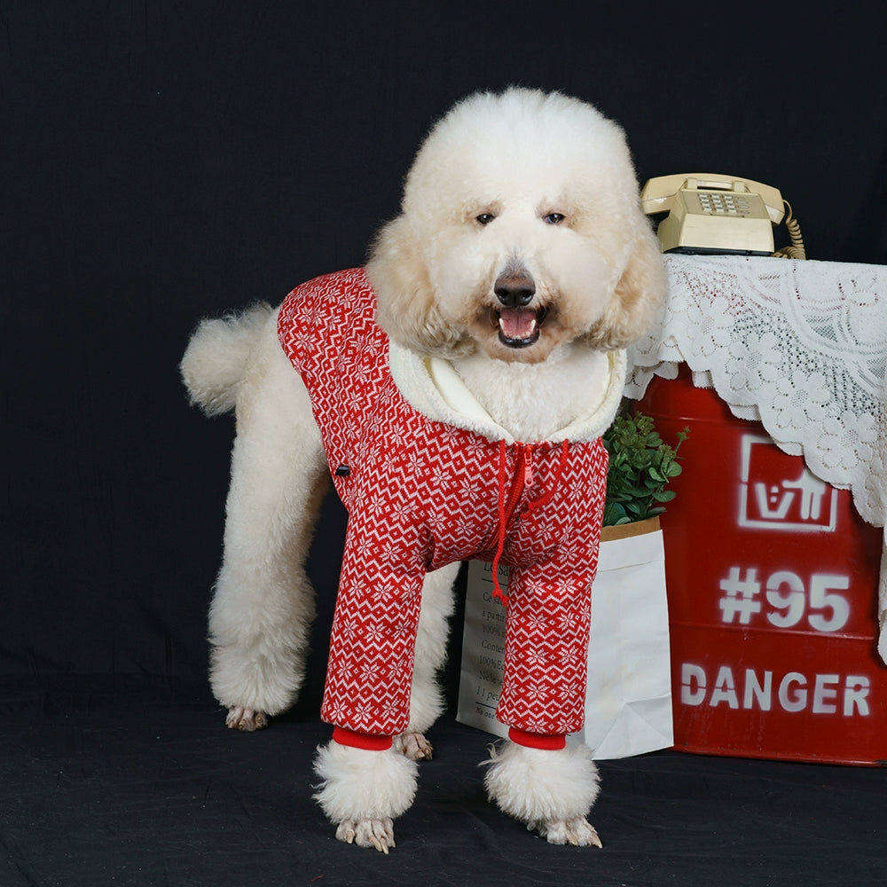 【FUNKYPET】 Red Hooded Dog Coat