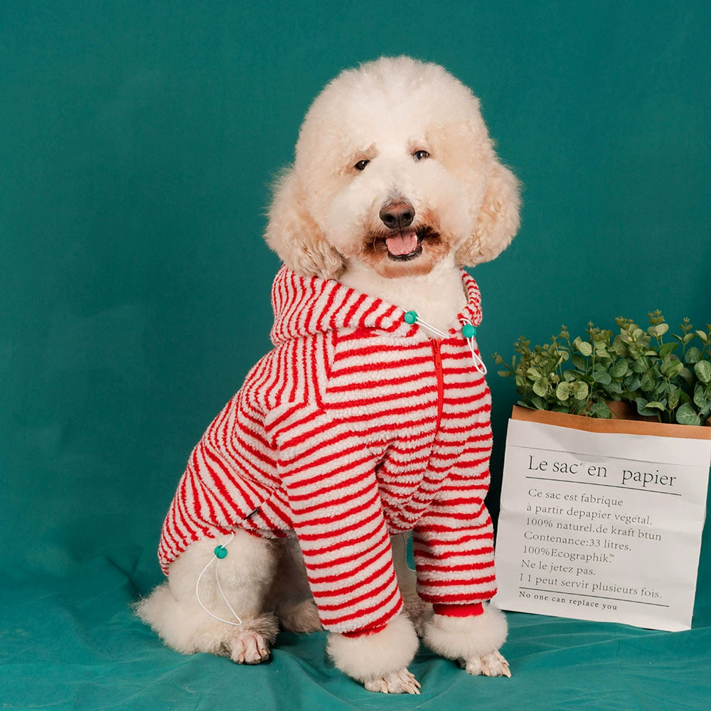 【FUNKYPET】 Striped Fleece Hoodie for Dogs