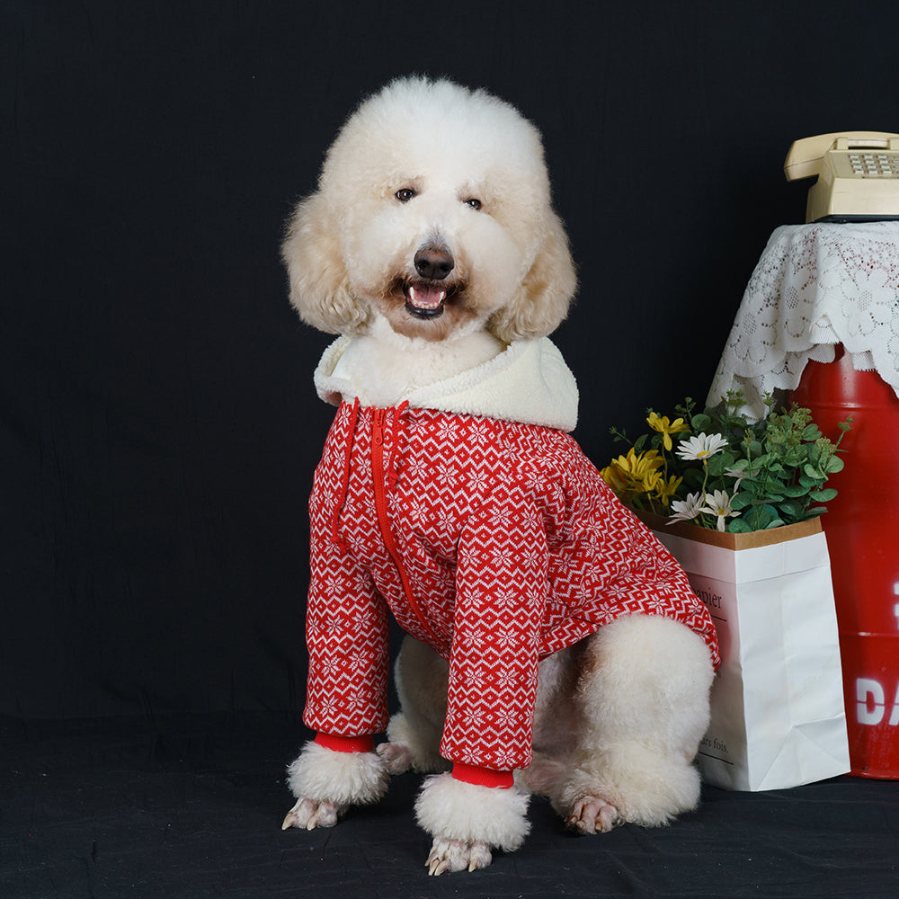 【FUNKYPET】 Red Hooded Dog Coat