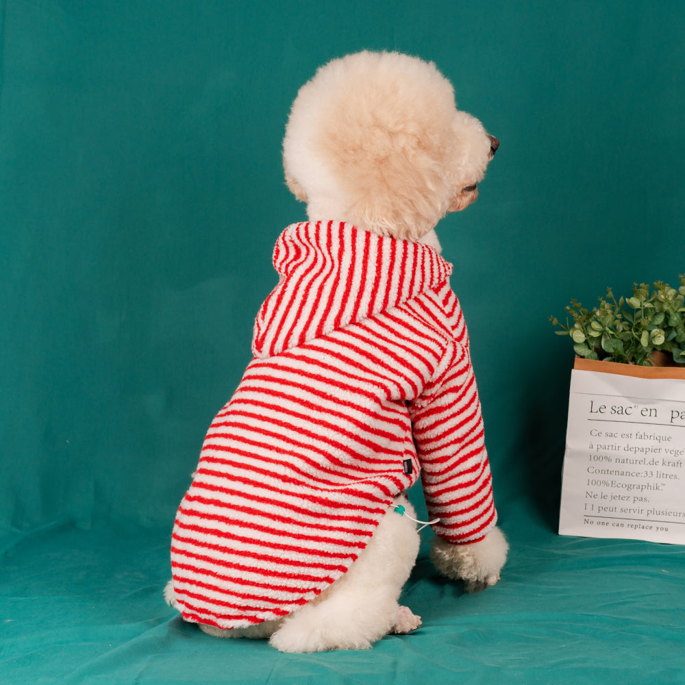 【FUNKYPET】 Striped Fleece Hoodie for Dogs
