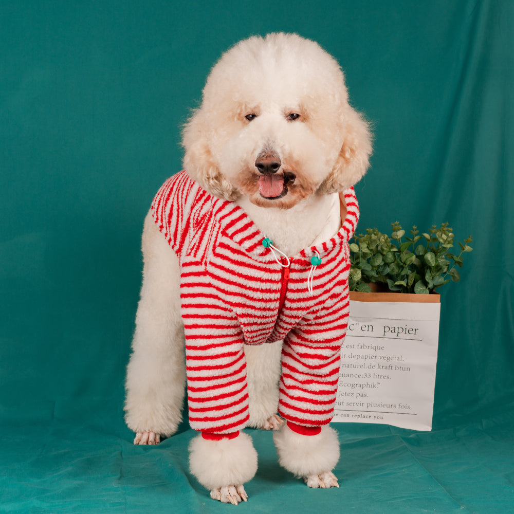 【FUNKYPET】 Striped Fleece Hoodie for Dogs