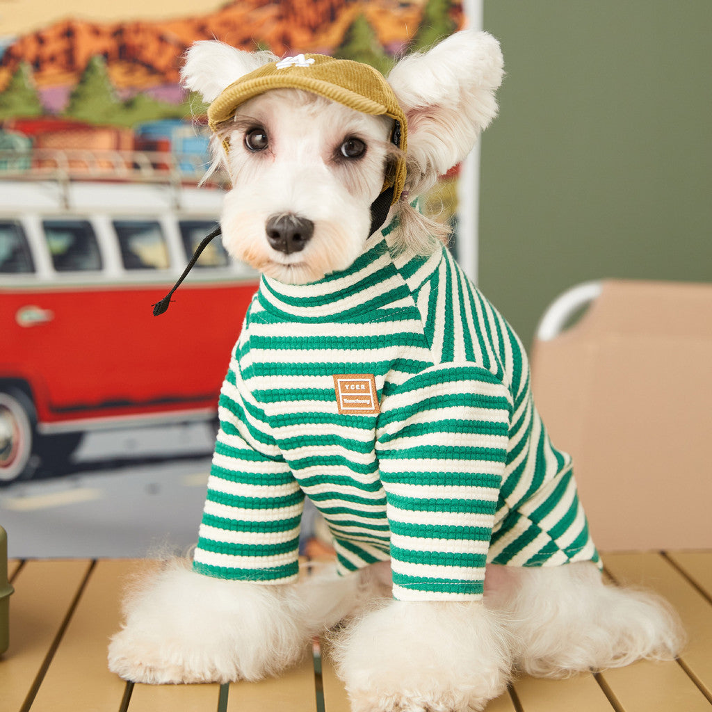 【TawneyBear】 Striped Turtleneck T-Shirt