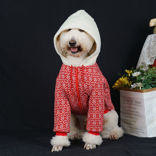 【FUNKYPET】 Red Hooded Dog Coat
