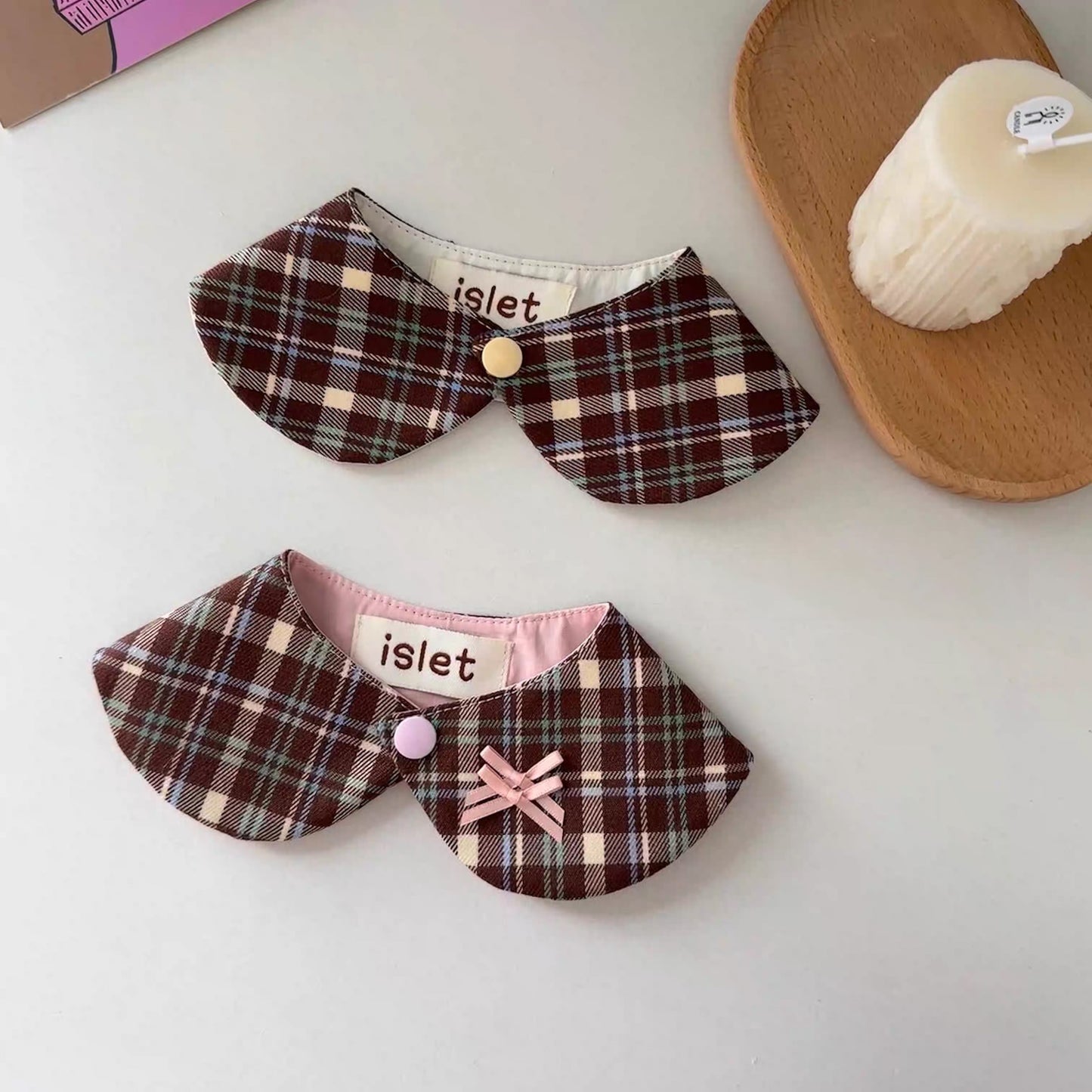 【islet】Plaid Pet Collar Bib & Tie