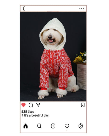 【FUNKYPET】 Red Hooded Dog Coat