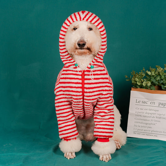 【FUNKYPET】 Striped Fleece Hoodie for Dogs