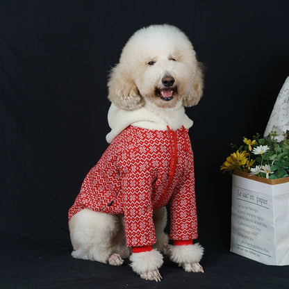 【FUNKYPET】 Red Hooded Dog Coat