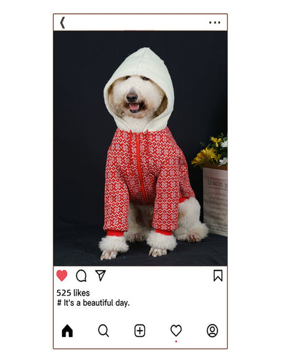 【FUNKYPET】 Red Hooded Dog Coat