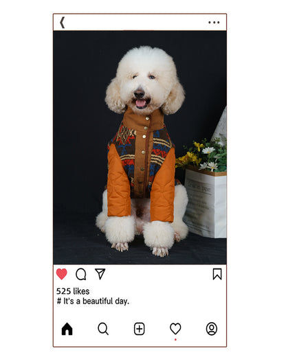 【FUNKYPET】 Ethnic Style Warm Dog Coat for Large Breeds